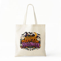 Saca de Feliz Halloween Fantasmas Caveiras e Abóbo