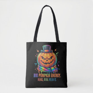 Bolsa Tote Saca de Halloween com Energia de Abóbora Grande Sa