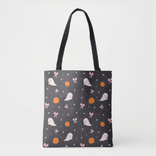 Bolsa Tote Saca de Halloween com Fantasmas Fofos Preto