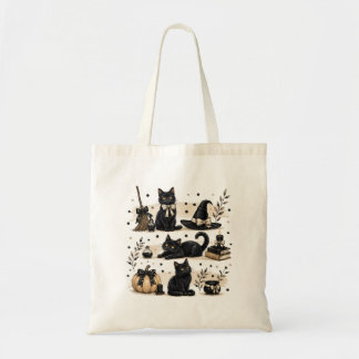 Bolsa Tote Saca de Halloween de Gatos Pretos