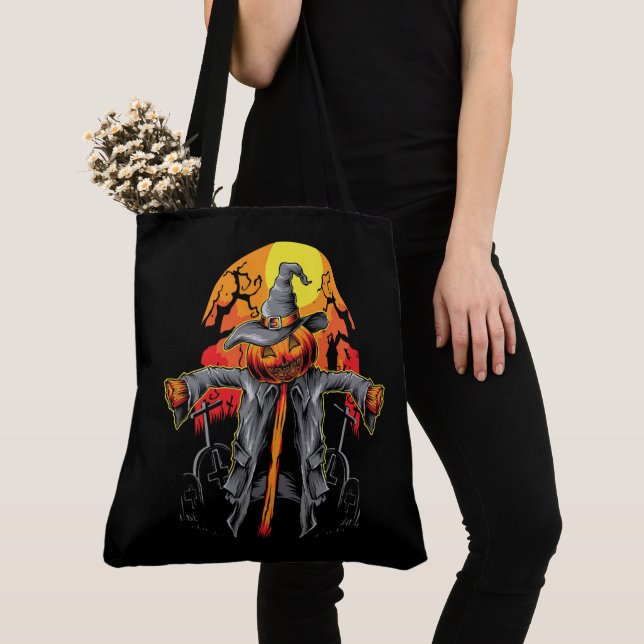Bolsa Tote Saca de Halloween Espantalho  (Close Up)