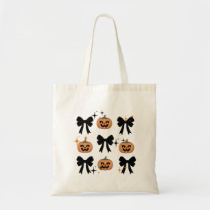 Bolsa Tote Saca de Halloween Fofa e Assustadora com Laços e A