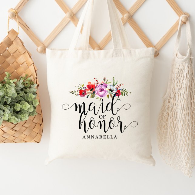 Bolsa Tote Saca de Honra de Dama de Bouquet Floral (Criador carregado)