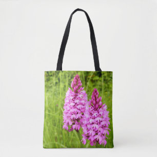Bolsa Tote Saca de Impressão Total de Orquídea Piramidal