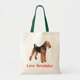 Bolsa Tote Saca de Lona com Cachorro Filhote Airedale Terrier