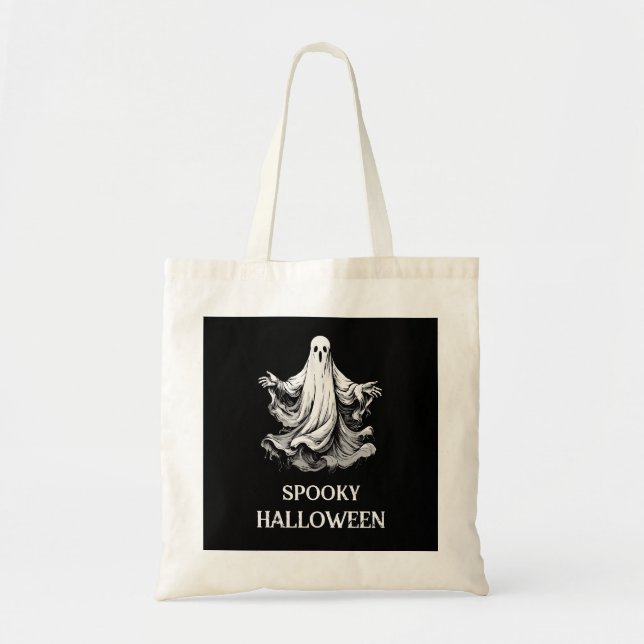 Bolsa Tote Saca de mão assustador de Halloween com fantasma (Frente)