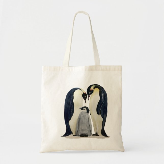 Bolsa Tote Saca de mão com desenho de Pinguim Imperador (Frente)
