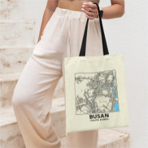 Saca de mão com mapa da cidade de Busan, Coreia do