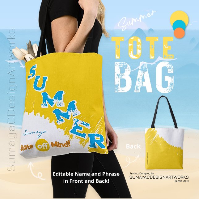Bolsa Tote Saca de mão Cores de Praia Estado de Verão (Summer Tote Bag on Model with useful information!)