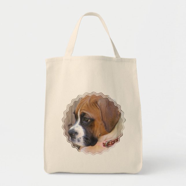 Bolsa Tote Saca de mão de cachorro boxer filhote (Frente)