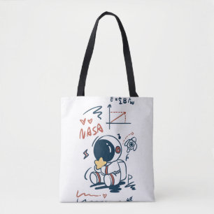 Bolsa Tote Saca de mão de desenho animado espacial de astrona