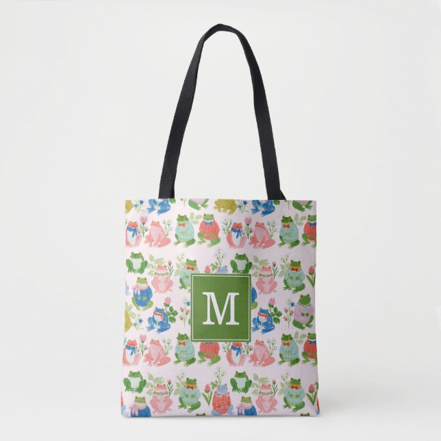 Bolsa Tote Saca de mão de rãs fofas (Frente)