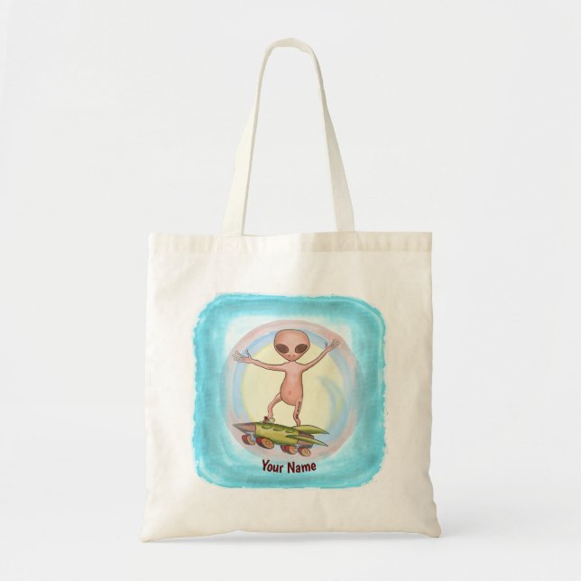 Bolsa Tote Saca de mão do Patinador Alien (Frente)