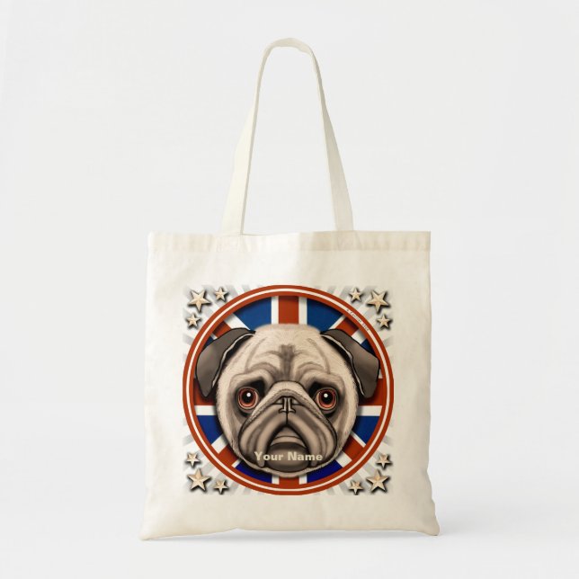 Bolsa Tote Saca de mão do Pug da Inglaterra (Frente)