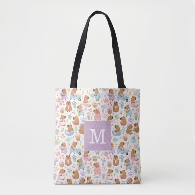 Bolsa Tote Saca de mão fofo de capivara (Frente)