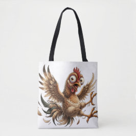 Bolsa Tote Saca de mão Galinha Louca Engraçada | Galo Hilário