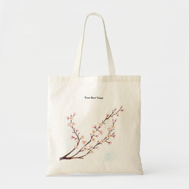 Bolsa Tote Saca de mão serena de primavera com flor de cereje (Frente)