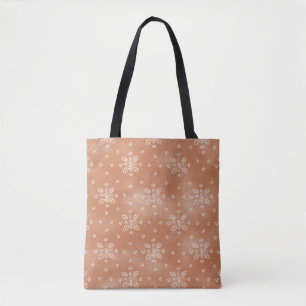 Bolsa Tote Saca de mão terracota vermelha étnica floral tie d