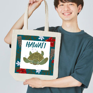Bolsa Tote Saca de mão tropical de tartaruga marinha de desen