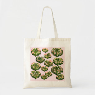 Bolsa Tote Saca de Monstera Rosa divertida botânica