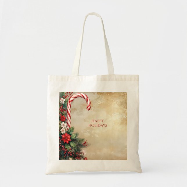 Bolsa Tote Saca de Natal de Cana-de-Açúcar Festa (Frente)