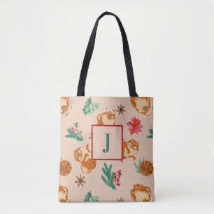 Bolsa Tote Saca de Natal Festiva Personalizada para Pomerânia