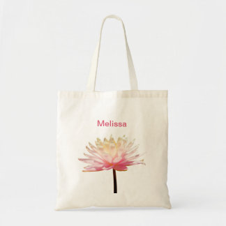 Bolsa Tote Saca de orçamento de lírio de água amarelo rosa