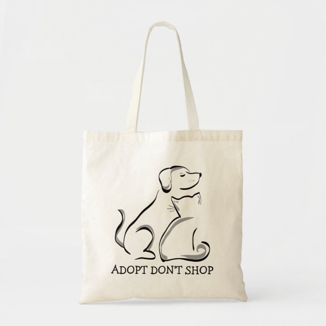 Bolsa Tote Saca de orçamento para cães e gatos Adote Não Comp (Frente)
