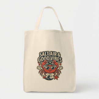 Bolsa Tote Saca de Praia Vintage Salt Air & Good Vibes