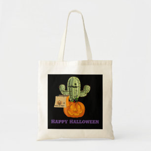 Bolsa Tote Saca de Truque ou Tratamento de Cacto de Halloween