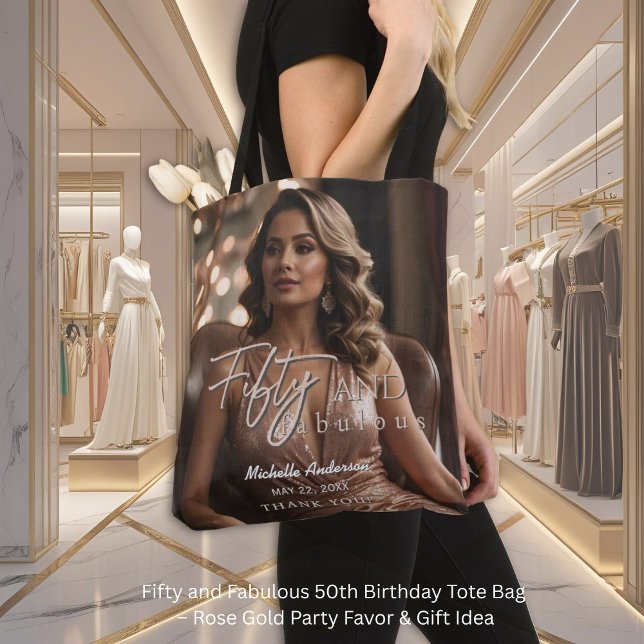 Bolsa Tote Saca Fifty and Fabulous de Aniversário de 50 anos (Criador carregado)