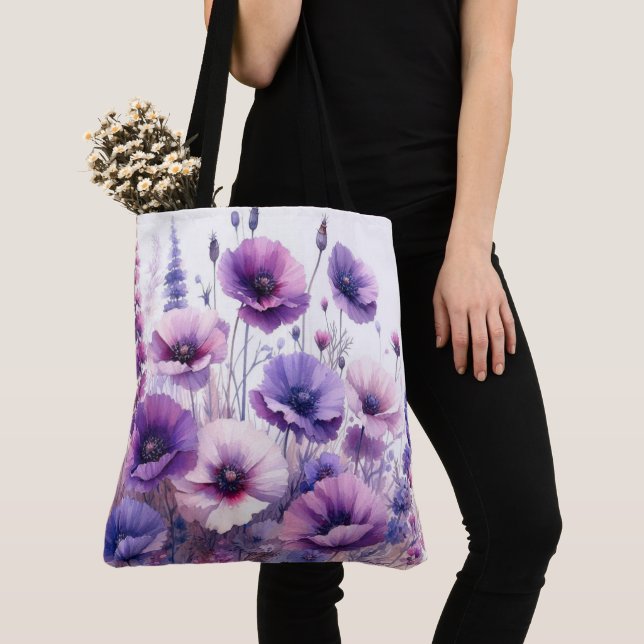 Bolsa Tote Saca Flor de Hibisco Roxa (Close Up)