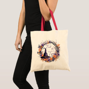 Bolsa Tote Saca Halloween de Chapéu de Bruxa para Doces ou Tr