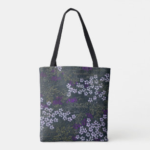Bolsa Tote Saca Japonês Yozakura Sakura & Fl da Era Meiji