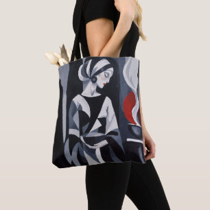 Bolsa Tote Saca Monocromático Mulher Mística Art Déco