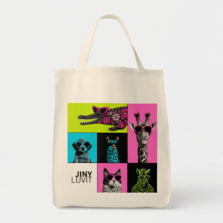 Bolsa Tote Saca Mosaico de Animais Coloridos da Pop Crew
