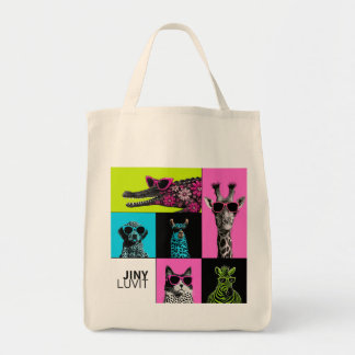 Bolsa Tote Saca Mosaico de Animais Coloridos da Pop Crew
