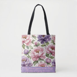Bolsa Tote Saca Personalizada de Peônia Floral