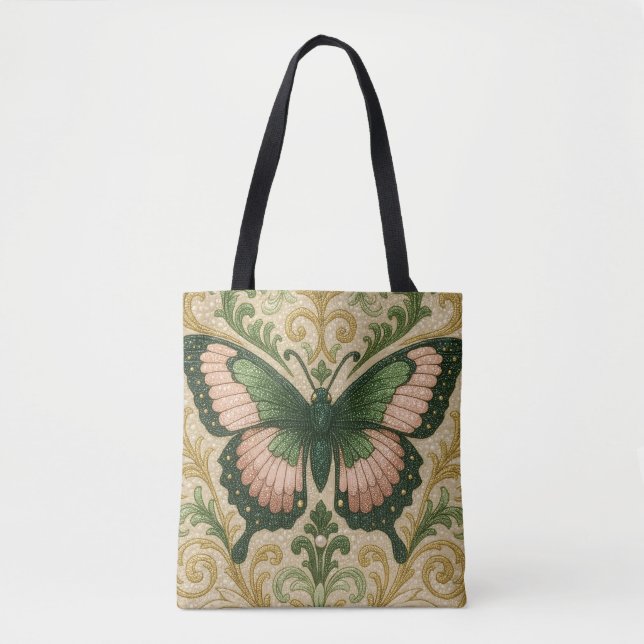 Bolsa Tote Saca Pink & Green Butterfly (Frente)