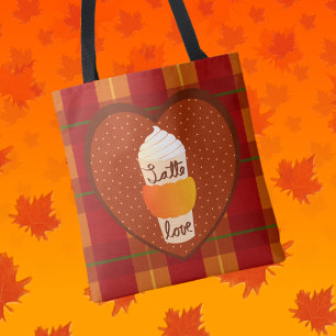Bolsa Tote Saca Plaid de Outono com Café de Abóbora