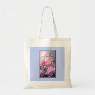 Bolsa Tote Saca Tote Botões de Peônia Rosa e Flores