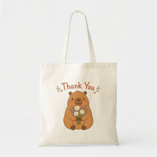 Bolsa Tote Saca Tote Capivara Fofa Obrigada Flores Silvestres
