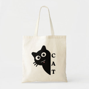 Bolsa Tote Saca Tote de Palavras Divertidas com Gato Preto Fo