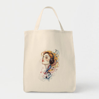 Bolsa Tote Saca Tote Floral Clave de Sol Menina da Música