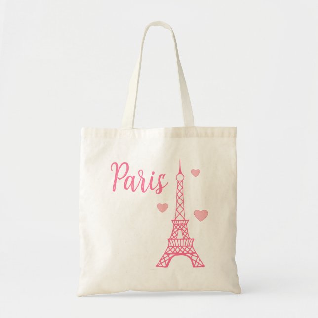 Bolsa Tote Saca Tote Torre Eiffel Rosa Presente (Frente)