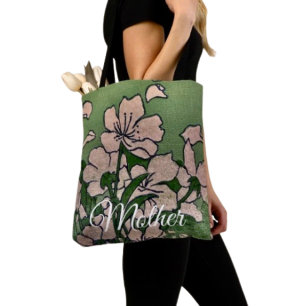 Bolsa Tote Saca Verde Pink Blossom