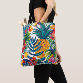 Bolsa Tote Saca Vibrante de Padrão Tropical de Pitaya Abstrat