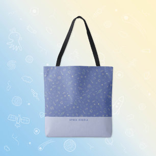 Bolsa Tote Saciola Espacial Azul Lavanda Nome Personalizado