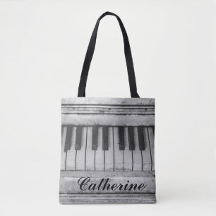 Bolsa Tote Saco afligido customizável do piano do vintage