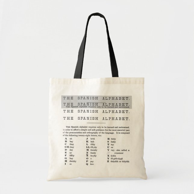 Bolsa Tote Saco alfabético espanhol (Frente)